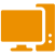 Orange computer icon on a black background.